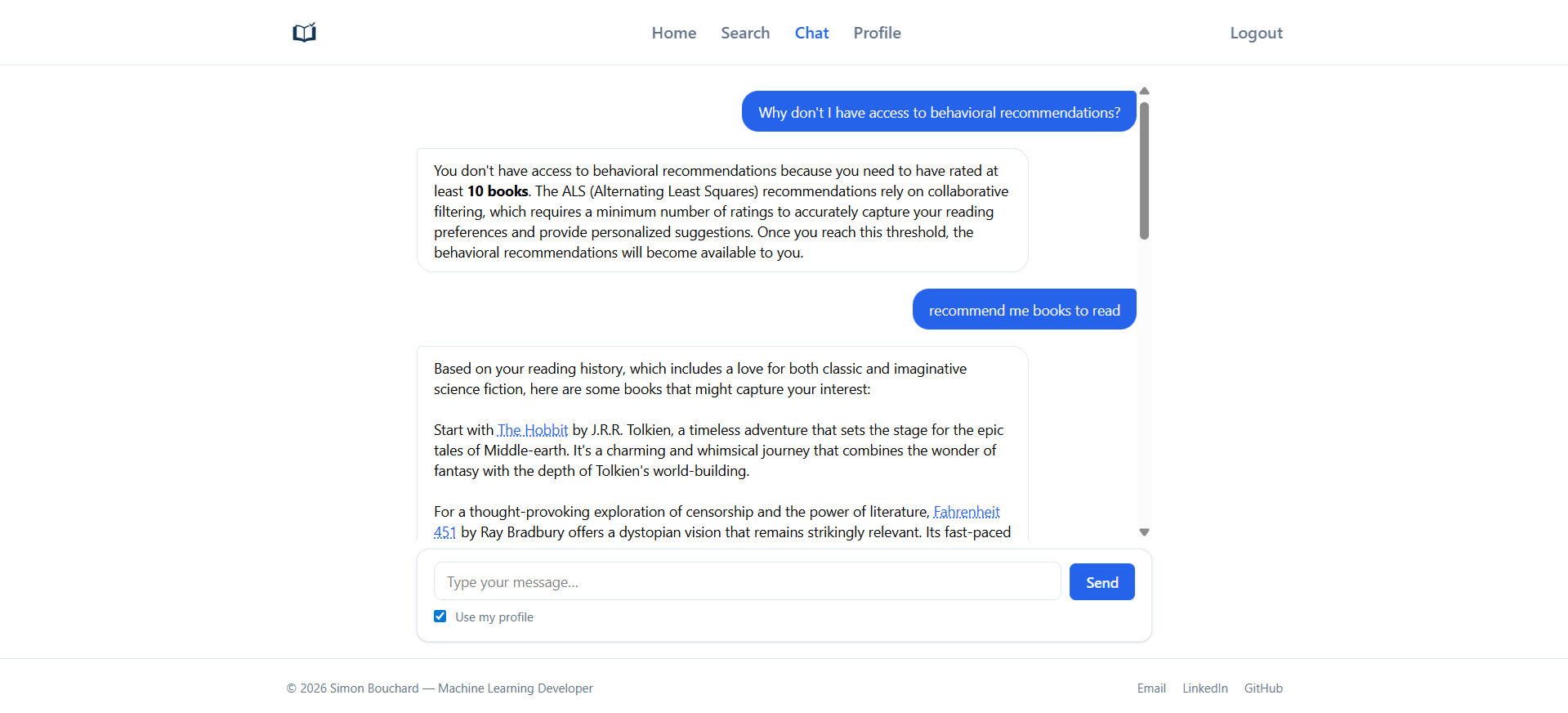 Chatbot interface